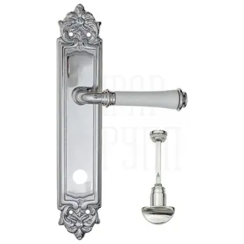 Дверная ручка Fratelli Cattini 'GRACIA CERAMICA BIANCO' на планке PL96 полированный хром (wc-2)