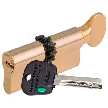 Цилиндровый механизм ключ-вертушка Mul-T-Lock Integrator 90 mm (30+10+50) латунь + шестерня
