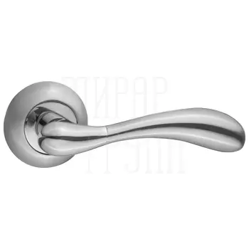 Дверные ручки Renz (Ренц) 'Розаро' INDH 89-08 на круглой розетке никель матовый/никель блестящий