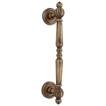 Ручка дверная скоба Extreza 'Daniel' (Даниель) 244 мм (195 мм) на круглых розетках R01 матовая бронза