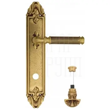 Дверная ручка Venezia 'MOSCA' на планке PL90 французское золото + коричн. (wc-4)