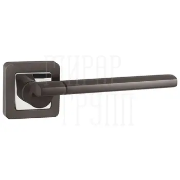 Дверная ручка Punto (Пунто) на квадратной розетке 'GALAXY' QR хром + графит