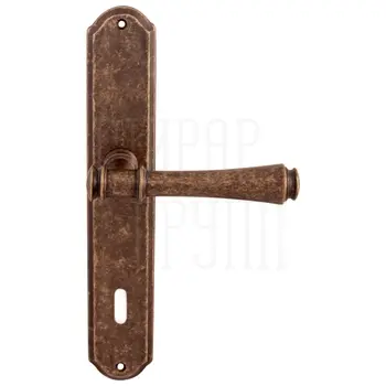 Дверная ручка на планке Melodia 245/131 'Tako' античная бронза (key)