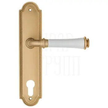 Дверная ручка Fratelli Cattini 'GRACIA CERAMICA BIANCO' на планке PL248 матовая латунь (cyl)