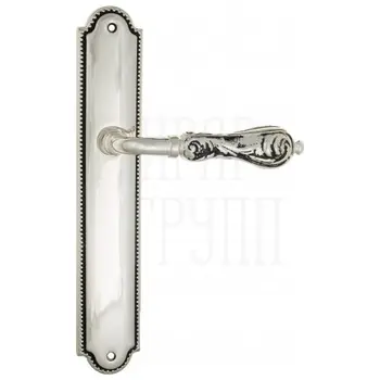 Дверная ручка Venezia 'MONTE CRISTO' на планке PL98 натуральное серебро