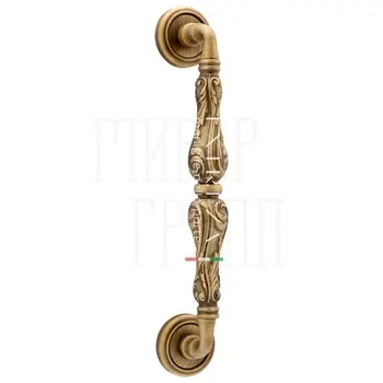 Ручка дверная скоба Extreza 'Greta' (Грета) на круглых розетках R01 матовая бронза