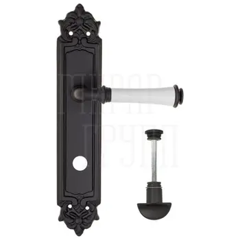 Дверная ручка Fratelli Cattini 'GRACIA CERAMICA BIANCO' на планке PL96 матовый черный (wc-2)
