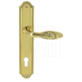 Дверная ручка Extreza 'MIREL-ROSE' (Мирель-роуз) на планке PL03 полированное золото (cyl)