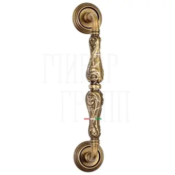 Ручка дверная скоба Extreza 'Greta' (Грета) на круглых розетках R05 матовая бронза