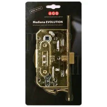 Защелка тихая AGB Mediana Evolution под цилиндр с отв. планкой и крепеж (BOX) золото