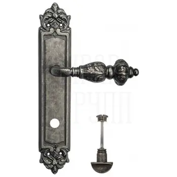 Дверная ручка Venezia 'LUCRECIA' на планке PL96 античное серебро (wc)