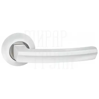 Дверные ручки Puerto (Пуэрто) INAL 550-08 на круглой розетке матовый белый + полированный хром