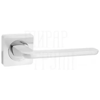 Дверные ручки Renz (Ренц) 'Лана' INDH 95-02 на квадратной розетке супер белый/хром блестящий
