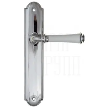 Дверная ручка Fratelli Cattini 'GRACIA CERAMICA BIANCO' на планке PL257 полированный хром