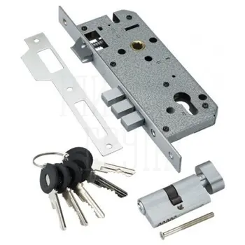 Замок врезной с цилиндром ADDEN BAU LOCK 4585 5-60B D полированный хром