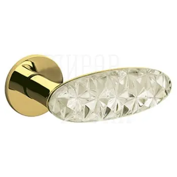 Дверные ручки на розетке Olivari Crystal Diamond суперзолото/стекло
