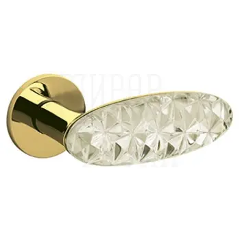 Дверные ручки на розетке Olivari Crystal Diamond суперзолото + стекло