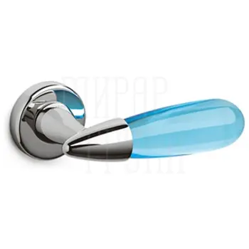 Дверные ручки на розетке Olivari Aurora хром/голуб.стекло