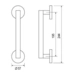 Дверная ручка-скоба Fimet 'Michele' 106L STG/269 (244/195 мм), схема