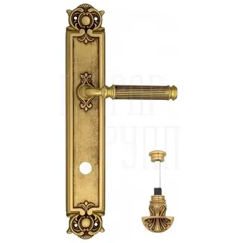 Дверная ручка Venezia 'MOSCA' на планке PL97 французское золото + коричн. (wc-4)