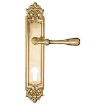 Дверная ручка Fratelli Cattini 'RETRO' на планке PL96 полированная латунь (cyl)