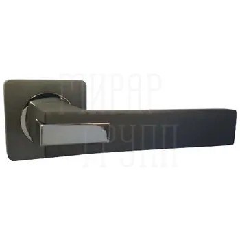Дверные ручки Renz (Ренц) 'Катания' INDH 301-02 на квадратной розетке матовый черный никель/хром блестящий