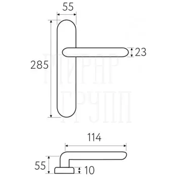 Дверная ручка Fratelli Cattini 'PICCO' на планке PL96 матовая бронза (cyl)