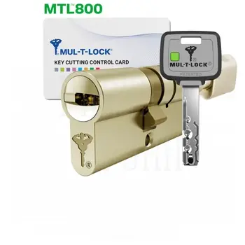 Цилиндровый механизм ключ-вертушка Mul-T-Lock (Светофор) MTL800 105 mm (45+10+50) латунь + флажок