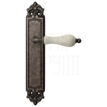 Дверная ручка на планке Melodia 179/229 'Ceramic' + кракелюр античное серебро