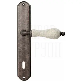 Дверная ручка на планке Melodia 179/131 'Ceramic' античное серебро (key)