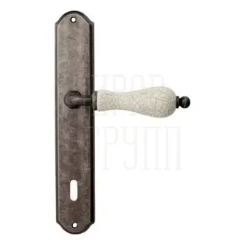 Дверная ручка на планке Melodia 179/131 'Ceramic' античное серебро (key)