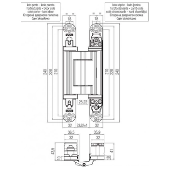 Петля дверная скрытая Koblenz Kubica 2816 DXSX универсальная (160/170 kg) золото