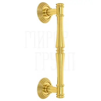 Ручка дверная скоба Extreza 'PIERO' на круглых розетках R05 полированное золото
