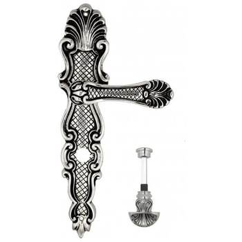 Дверная ручка Venezia 'FENICE' на планке PL92 натуральное серебро + черный (wc-4)