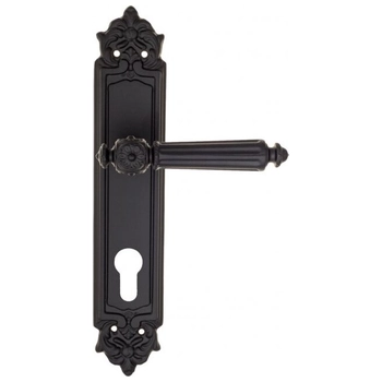 Дверная ручка Fratelli Cattini 'TORCELLO' на планке PL96 матовый черный (cyl)