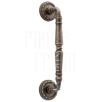 Ручка дверная скоба Extreza 'Petra' (Петра) 250 мм (205 мм) на круглых розетках R02 античное серебро