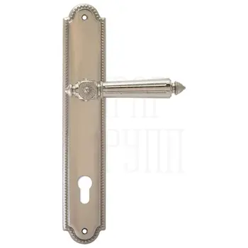 Дверная ручка Extreza 'LEON' (Леон) 303 на планке PL03 полированный никель (cyl)