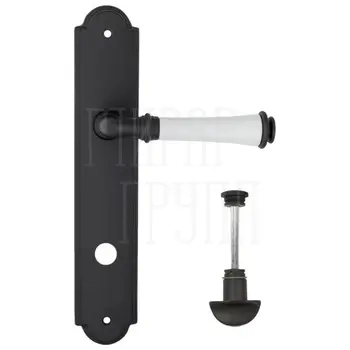 Дверная ручка Fratelli Cattini 'GRACIA CERAMICA BIANCO' на планке PL257 матовый черный (wc-2)