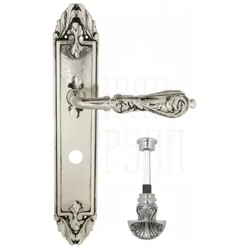 Дверная ручка Venezia 'MONTE CRISTO' на планке PL90 натуральное серебро (wc-4)