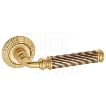 Дверная ручка на розетке Venezia 'MOSCA' D8 французское золото + коричневый