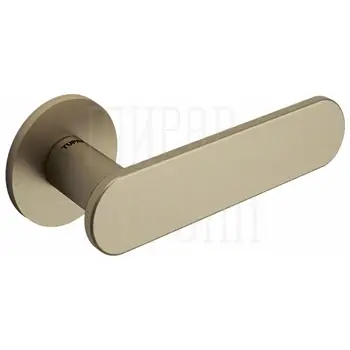 Дверная ручка на круглой розетке Tupai 4158 5S R ф/з (на тонком основании 5 мм) матовое золото