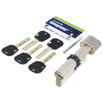 Цилиндровый механизм ключ-вертушка Mul-T-Lock (Светофор) Integrator 80 mm (35+10+35) никель + шестерня