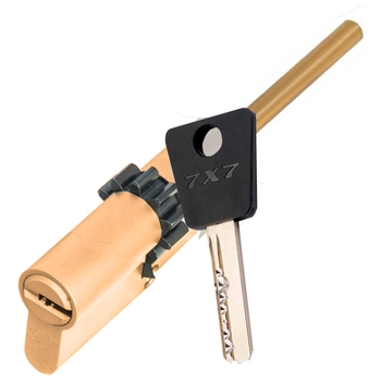 Цилиндровый механизм ключ-длинный шток Mul-T-Lock 7x7 77 mm (41+10+26) латунь + шестерня