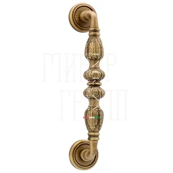 Ручка дверная скоба Extreza 'Tesla' (Тесла) 300 мм (250 мм) на круглых розетках R01 матовая бронза