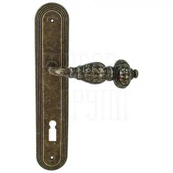 Дверная ручка Extreza 'TESLA' (Тесла) 315 на планке PL05 античная бронза (cab) (KEY)