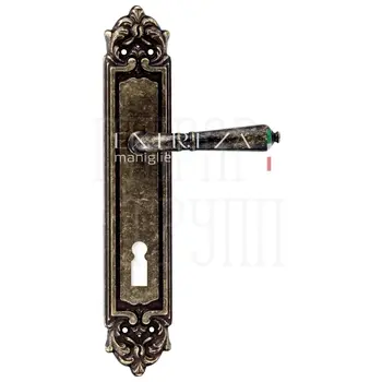 Дверная ручка Extreza 'PETRA' (Петра) 304 на планке PL02 античная бронза (cab) (KEY)