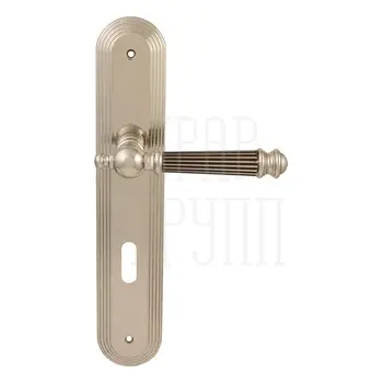 Дверная ручка на планке Melodia 102/235 'Veronica' серебро + коричневый (key)