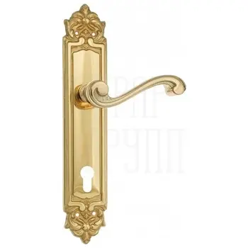 Дверная ручка Venezia 'VIVALDI' на планке PL96 полированная латунь (cyl)