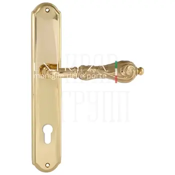 Дверная ручка Extreza 'GRETA' (Грета) 302 на планке PL01 полированное золото (cyl)