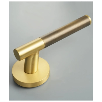 Дверная ручка премиум из латуни Ghobestir 'WYNEE Collection' G011 сатин матовое золото + бронза